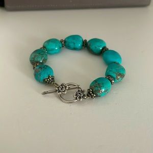 Turquoise beaded bracelet on sterling silver